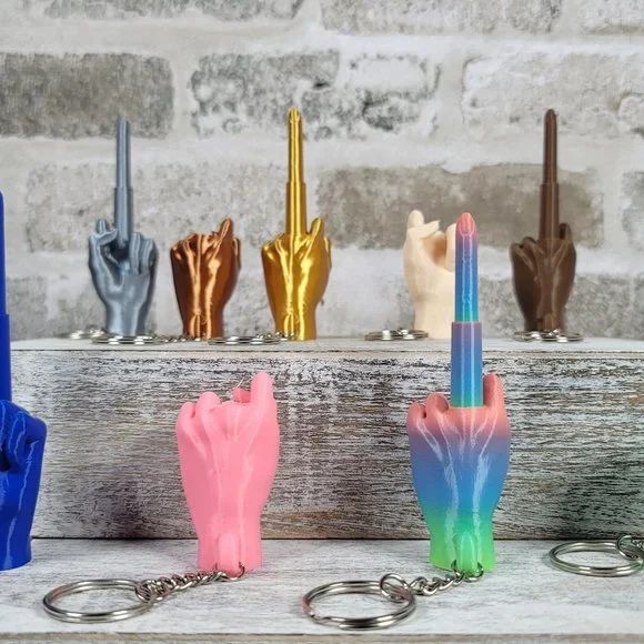 Collapsing Middle Finger Keychain | Fun Fidget Toy | Gag Gift | 3D Printed - Picture 6 of 7